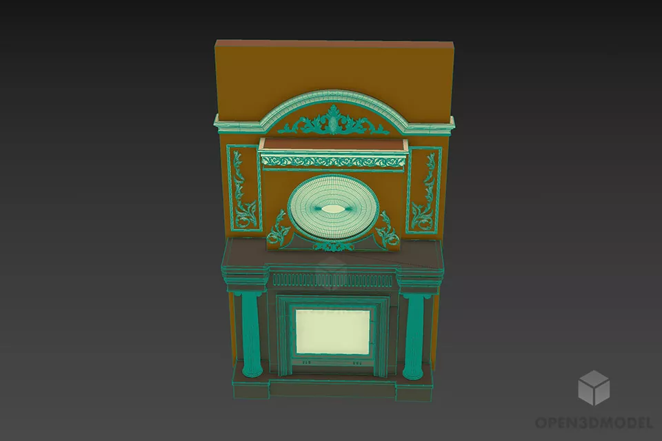 Stone Fireplace European Antique 3d model 3