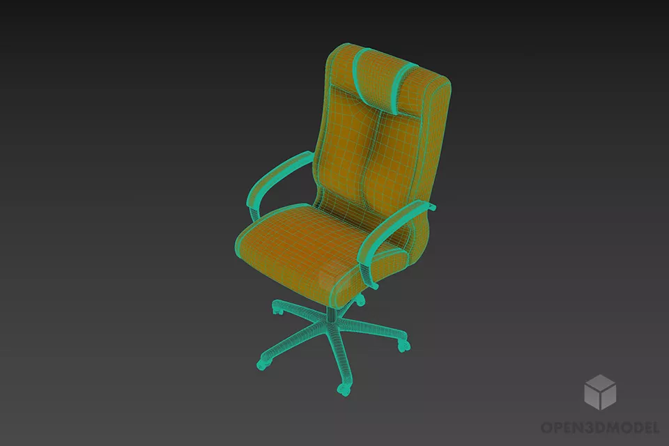Manager Wheel Armchair Modern Style 3d model 2