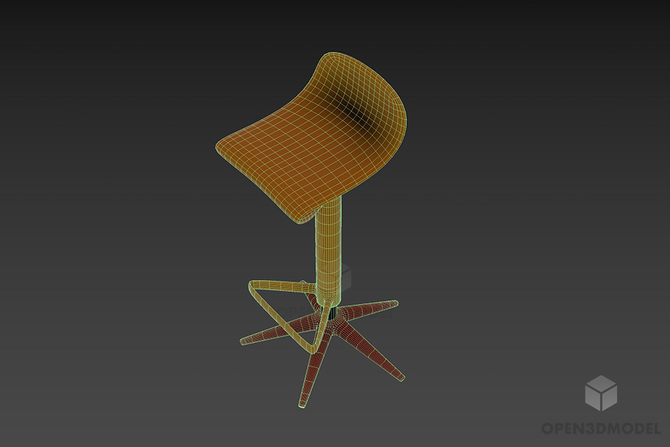 Modern Bar Chair Steel Material 3d model 2