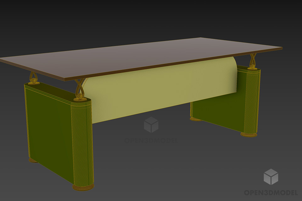 Simple Work Table With Steel Columns Stand 3d model 2