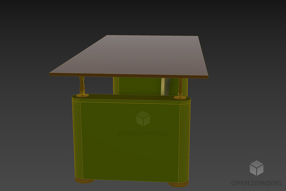 Simple Work Table With Steel Columns Stand 3d model 3