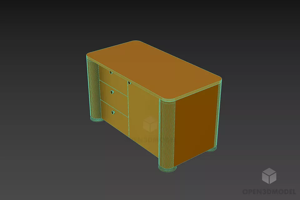 Simple Side Locker With Drawers Furniture 3d model 2