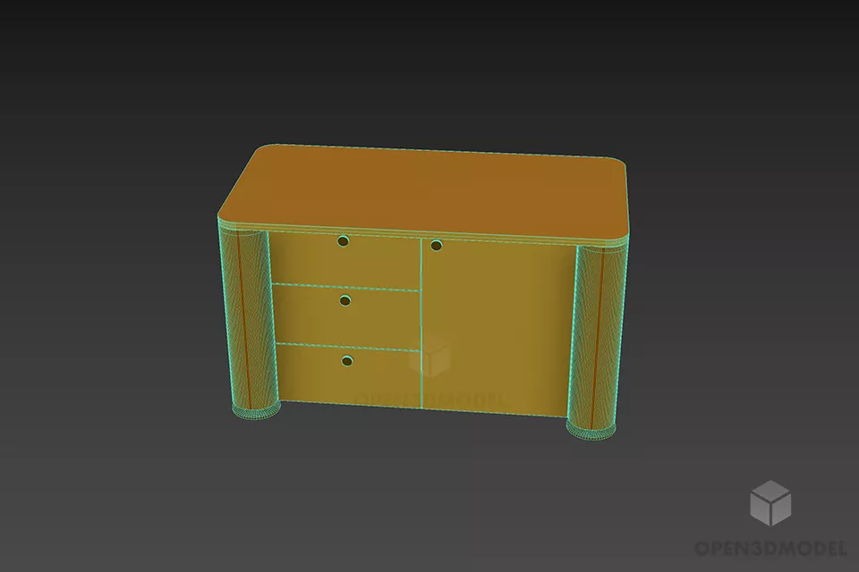 Simple Side Locker With Drawers Furniture 3d model 3