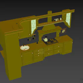 Corner Kitchen White Cabinet 3d model
