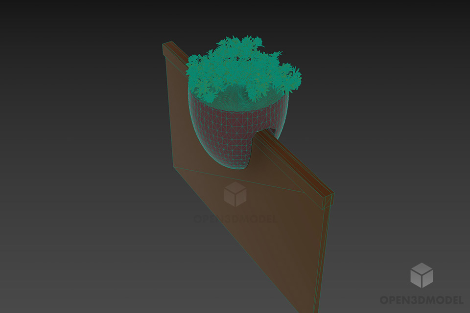 Handrail With Vase Combined 3d model 2