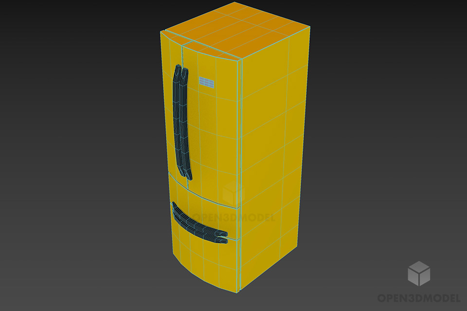Three Door Refrigerator Ariston 3d model 2
