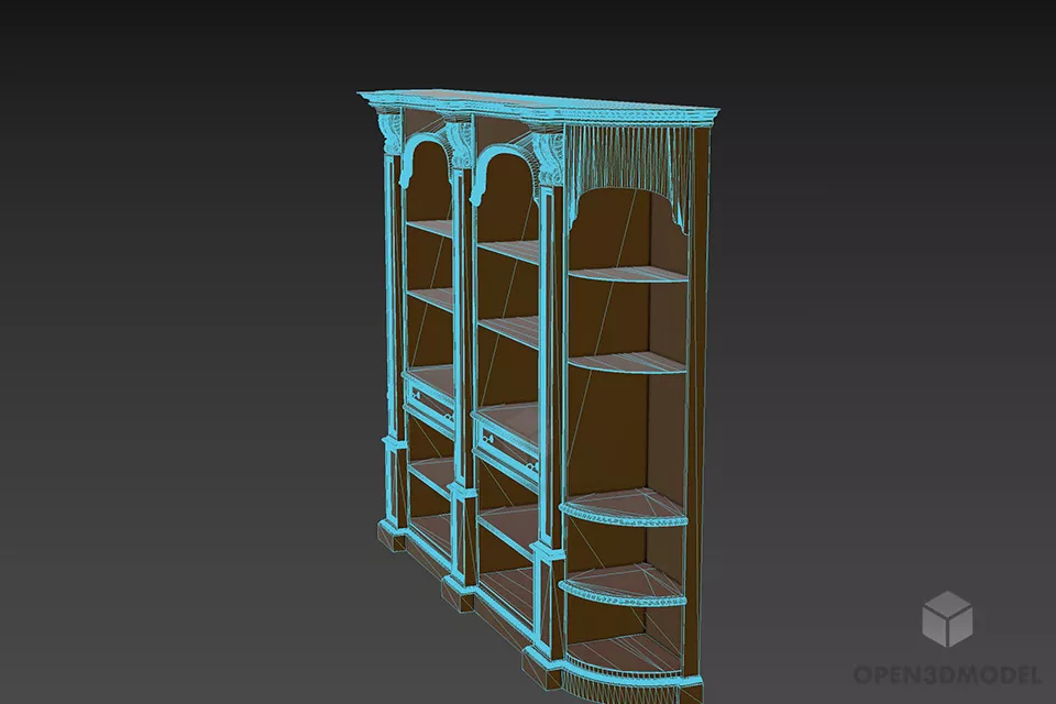 Antique European Glasscase Kitchen Cabinet 3d model 2