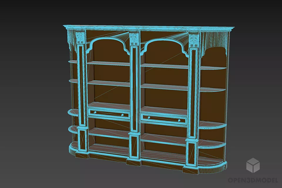 Antique European Glasscase Kitchen Cabinet 3d model 3