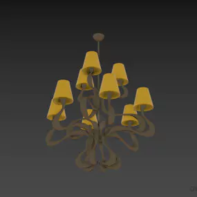 Antique Ceiling Pendant Lamp, Curved Arms Chandelier 3d model
