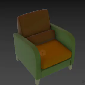 Smooth Edge Leather Armchair 3d model