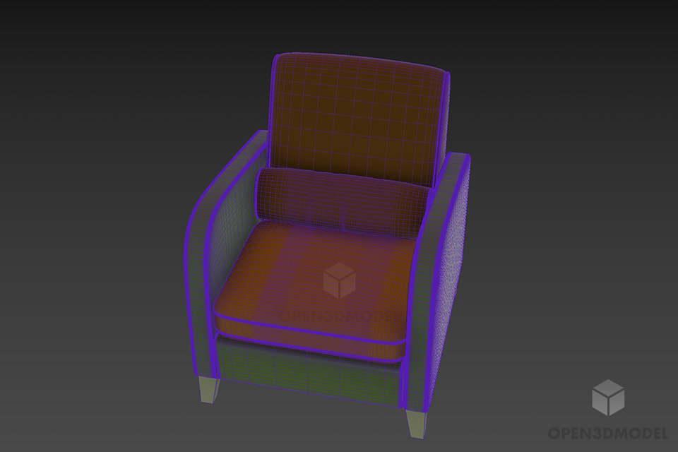 Smooth Edge Leather Armchair 3d model 3