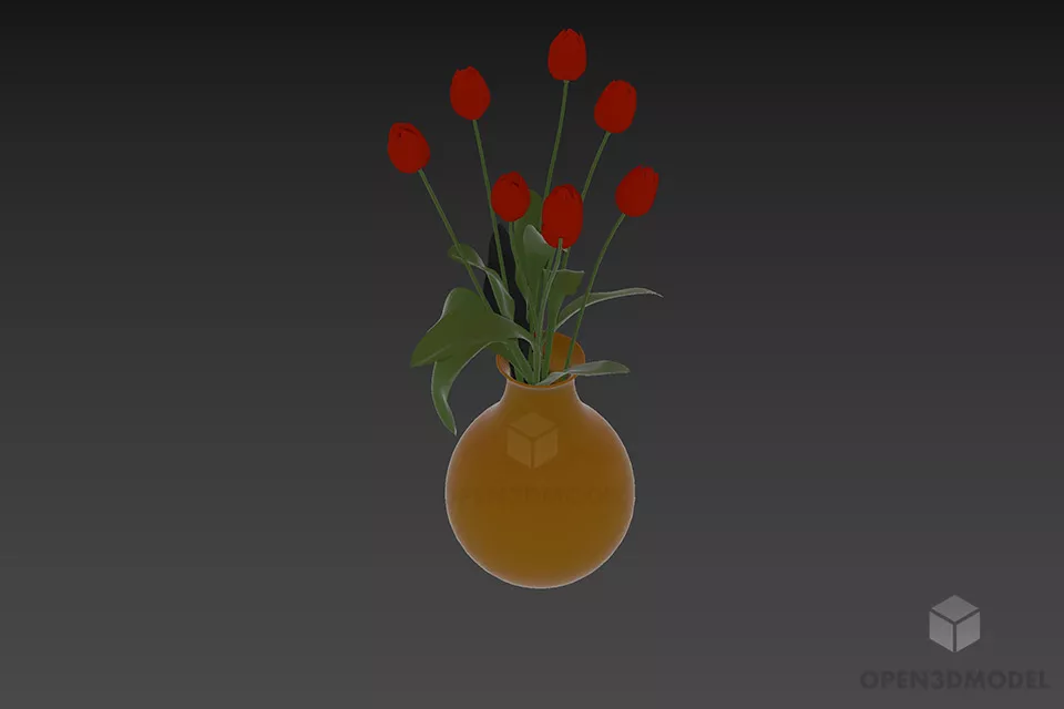 Vase Pot With Plant Decorative 3d model
