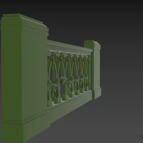 Antique Marble Stone Fence 3d model
