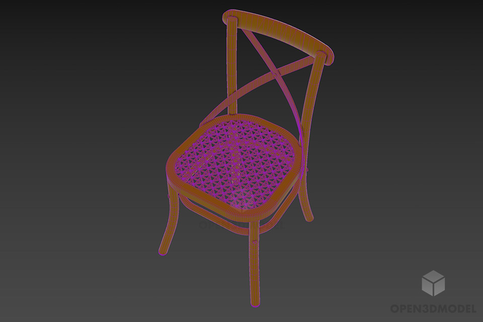Wooden Chair Dialmar 3d model 2