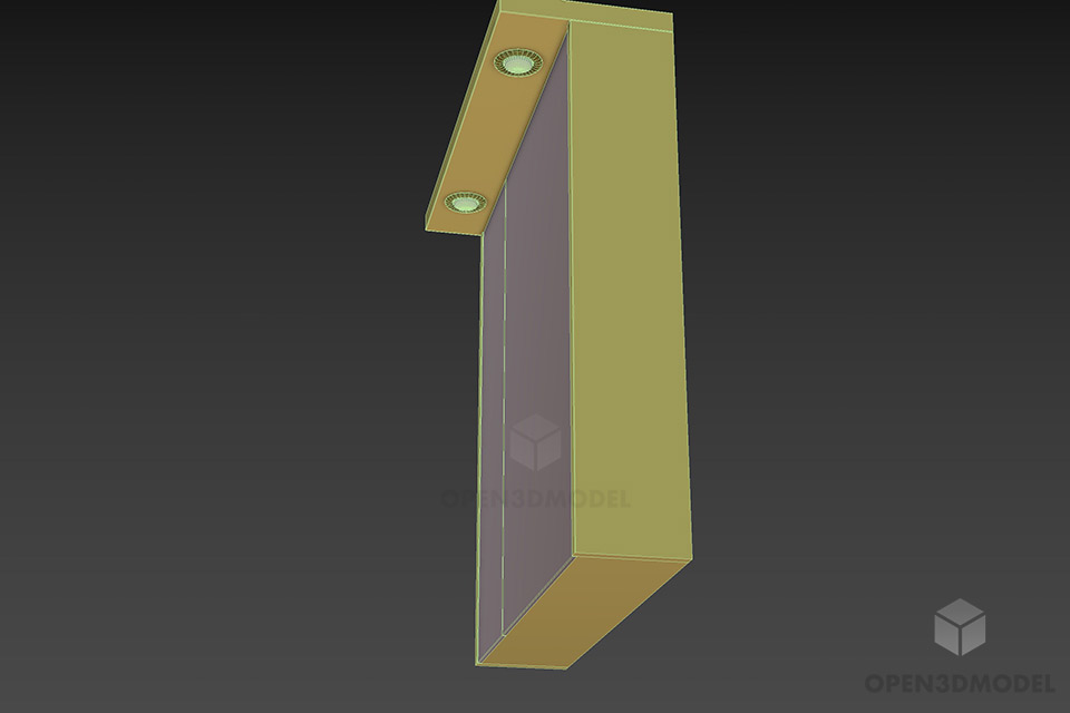 Simple Mirror With Spot Light Top 3d model 3