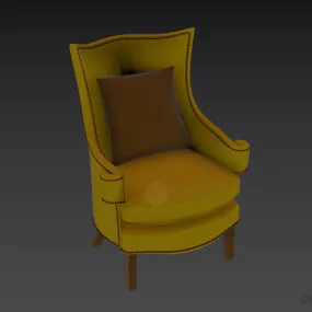Retro Antique Armchair With Pillow 3d model