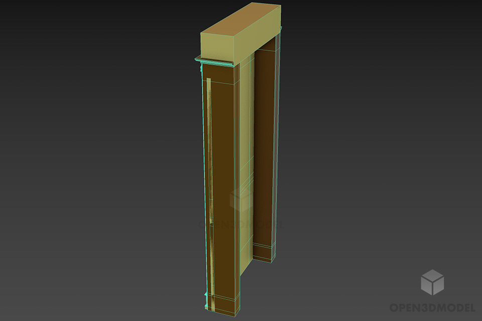 European Antique Wood Door With Decorative On Top 3d model 2