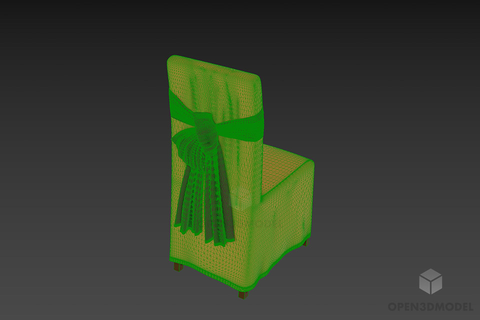Party Chair With Cloth Cover And Bow 3d model 2