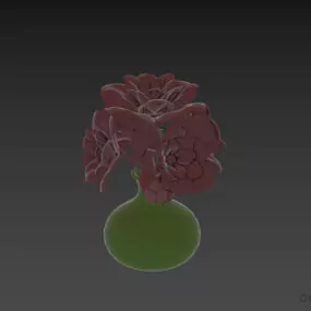 Vase With Plastic Flowers Decorative 3d model