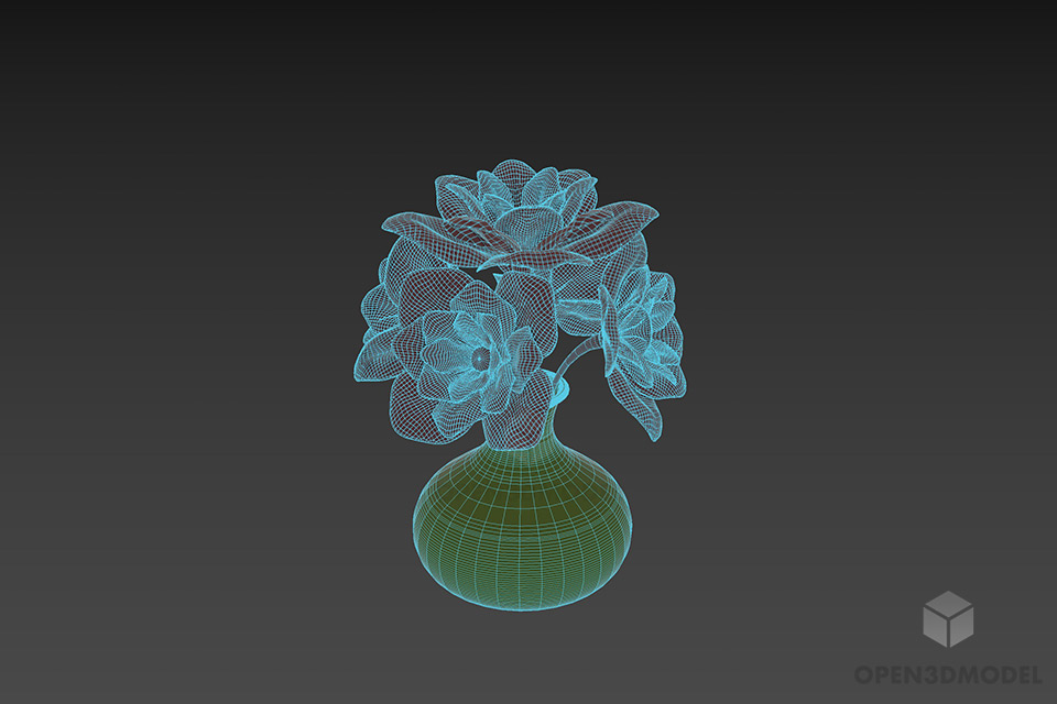 Vase With Plastic Flowers Decorative 3d model 3