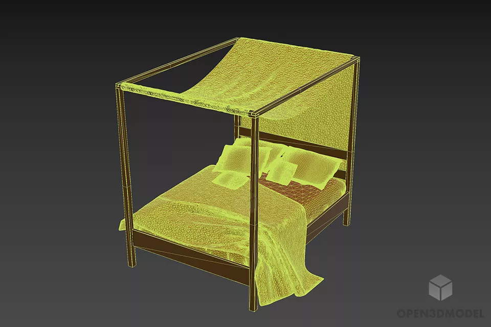 Poster Bed Canopy Style 3d model 2