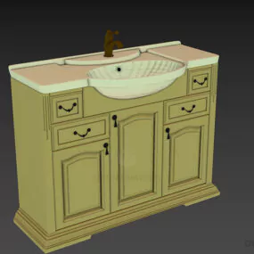 Boutique White Washbasin With Cabinet 3d model
