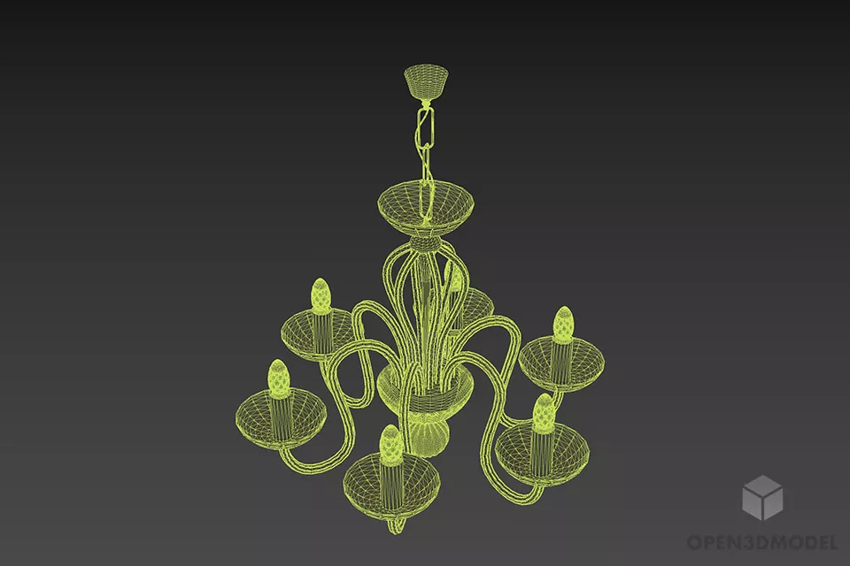 European Crystal Pendant Lamp 3d model 2