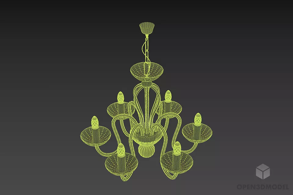 European Crystal Pendant Lamp 3d model 3