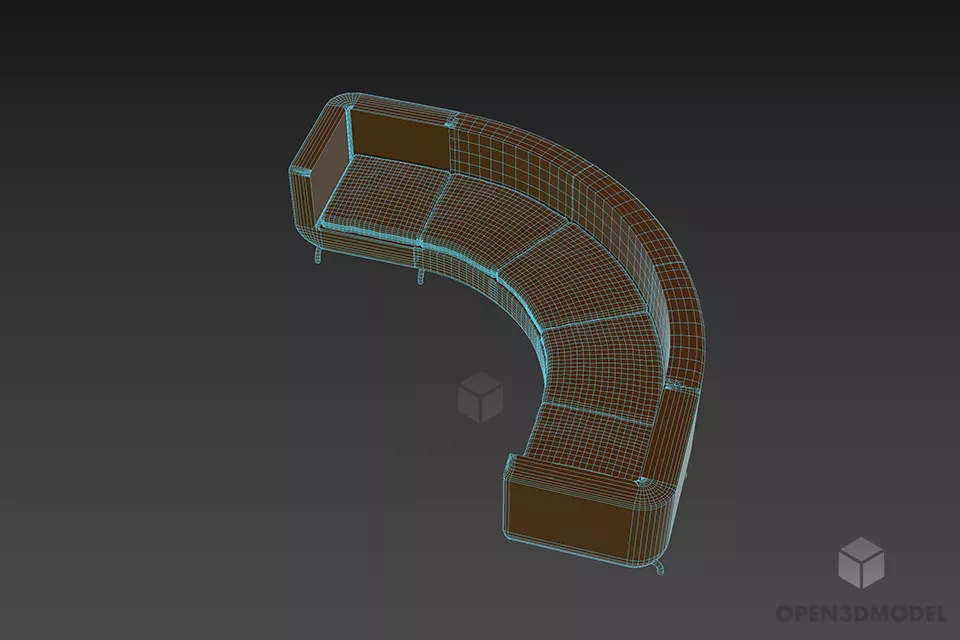 Curved Sofa Minotty, Waiting Sofa 3d model 2