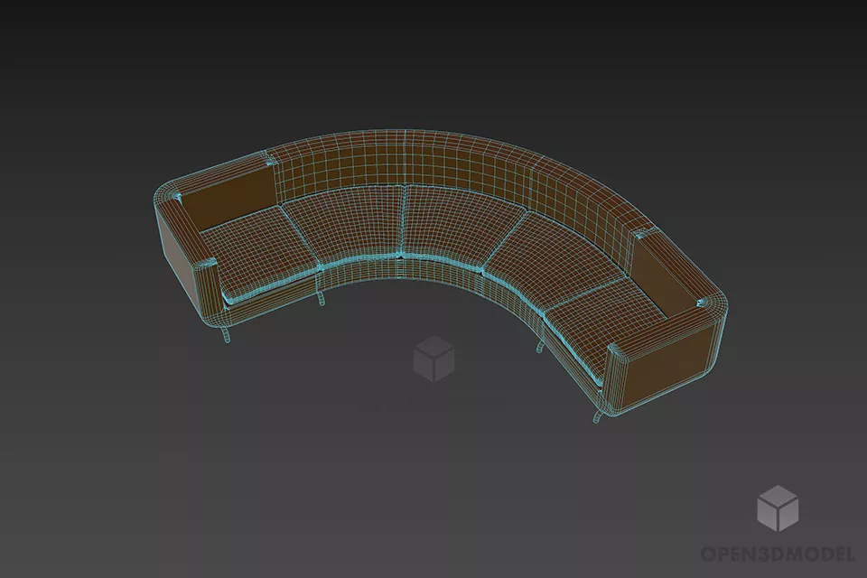 Curved Sofa Minotty, Waiting Sofa 3d model 3