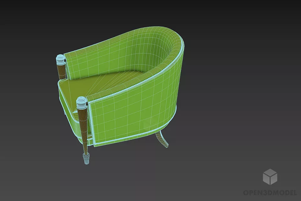 Antique Sofa Armchair Curved Back 3d model 2