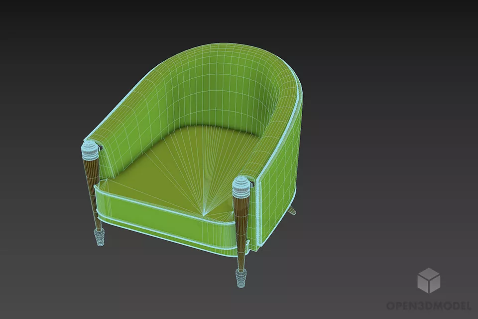 Antique Sofa Armchair Curved Back 3d model 3