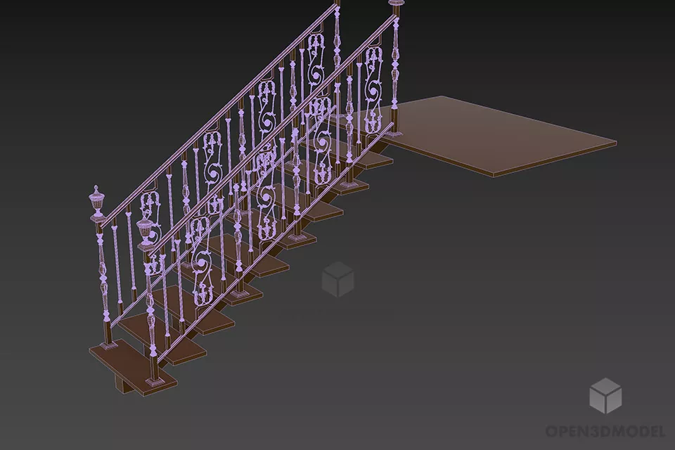 Antique Entrance Stair 3d model 2