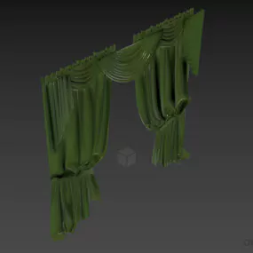 Mô hình 3D Rèm nhà hát nhăn phong cách cổ điển