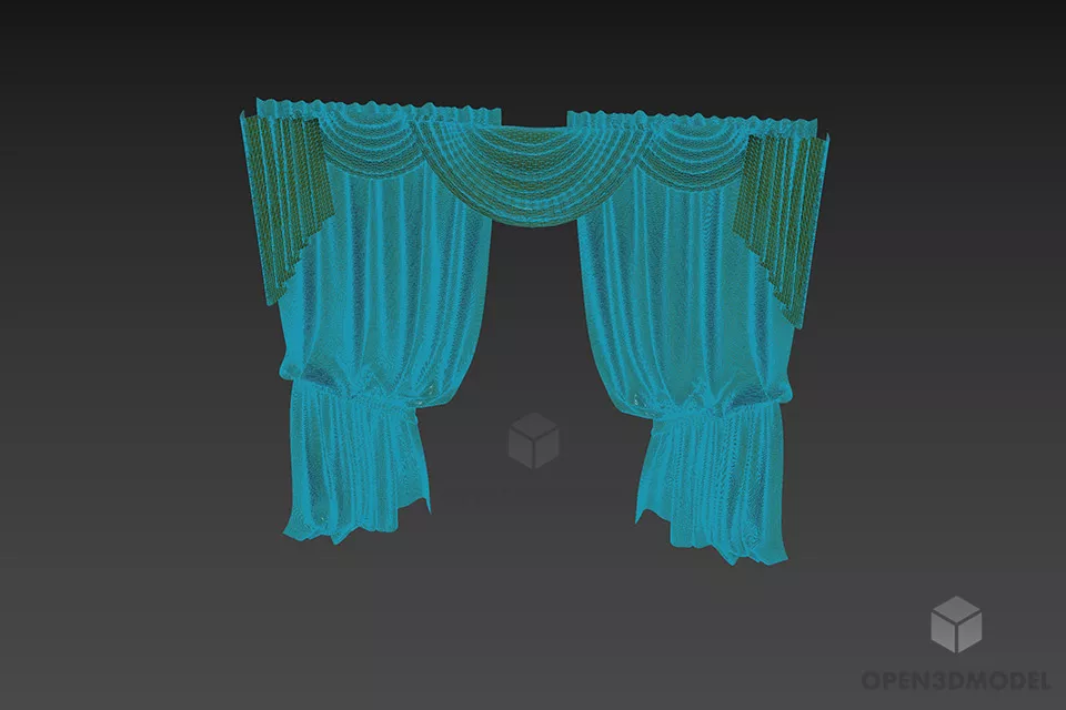 Theater Wrinkled Curtain Antique Style 3d model 3
