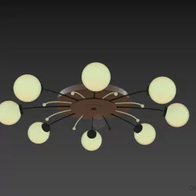 Circle Pendant Lamp With Small Sphere Shade 3d model