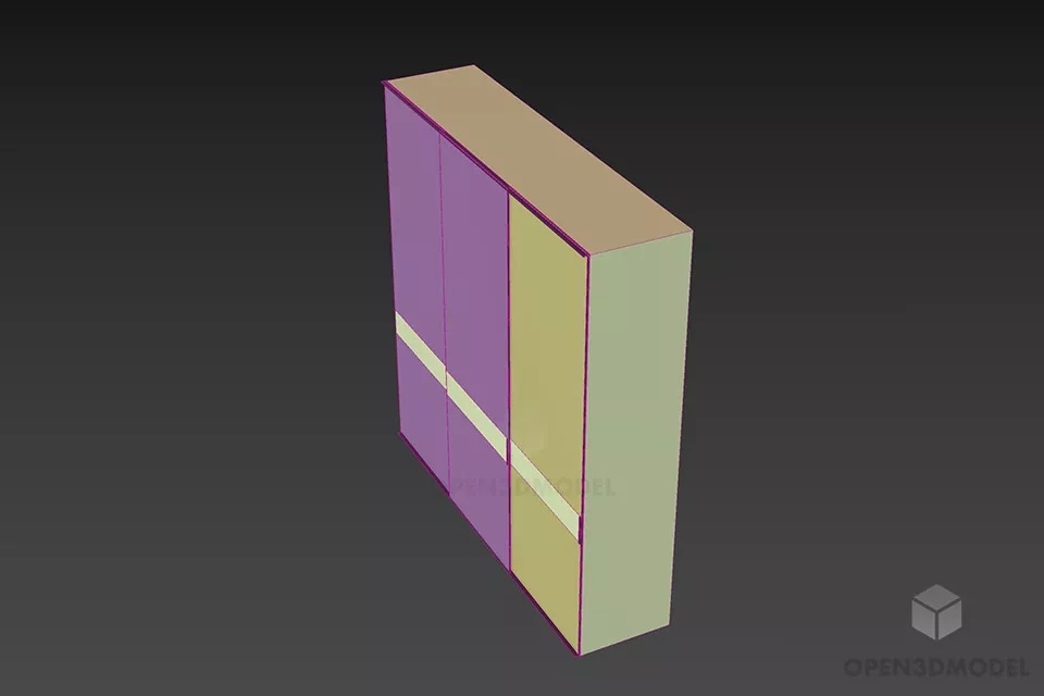 Wardrobe With Slide Doors, Two Wooden Colors 3d model 2