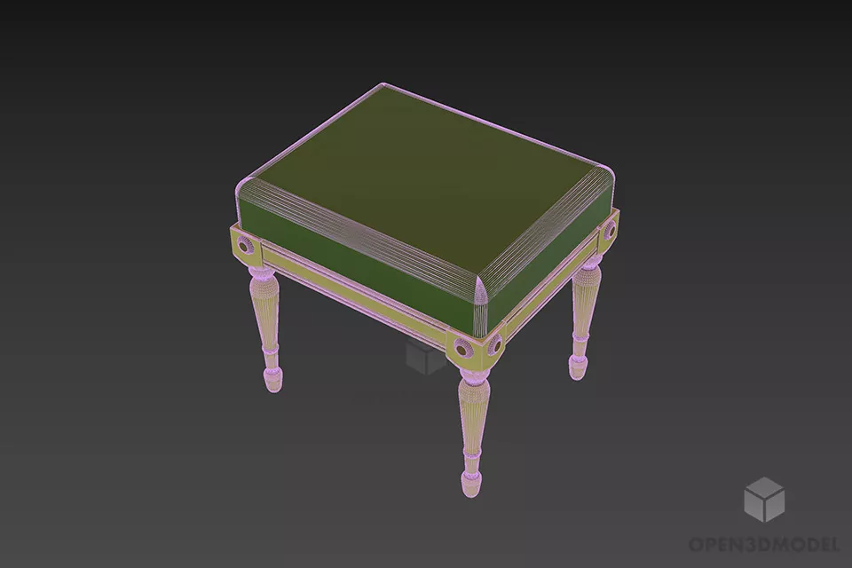 Boutique Seat With Leather Top 3d model 2