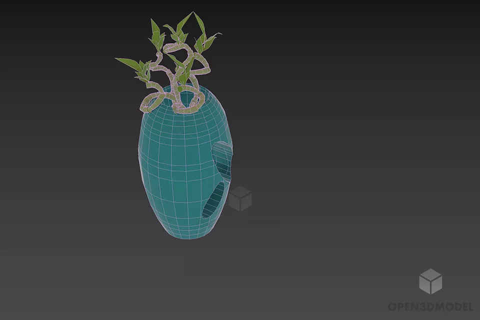 Vase Pot With Plant Decorative 3d model 2