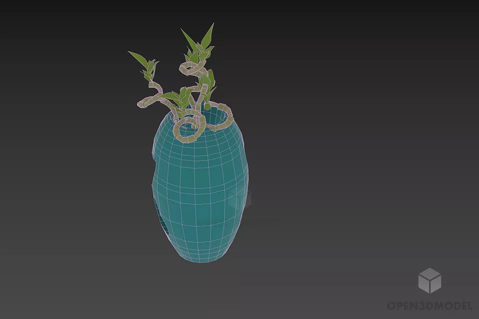 Vase Pot With Plant Decorative 3d model 3