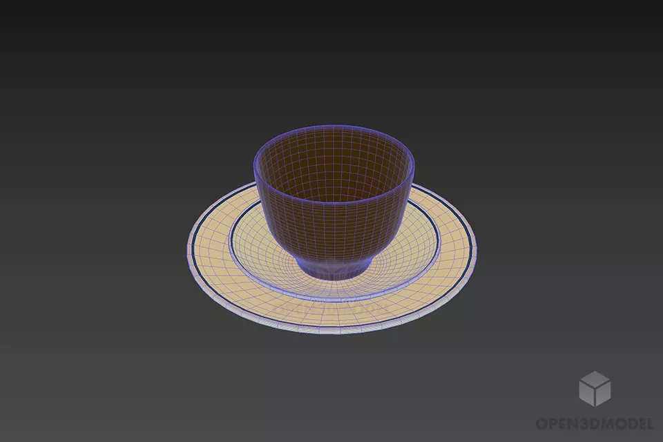 Chinese Tea Cup With Ceramic Dish 3d model 2
