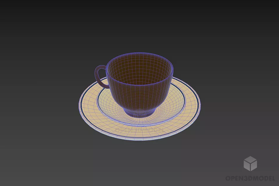 Chinese Tea Cup With Ceramic Dish 3d model 3