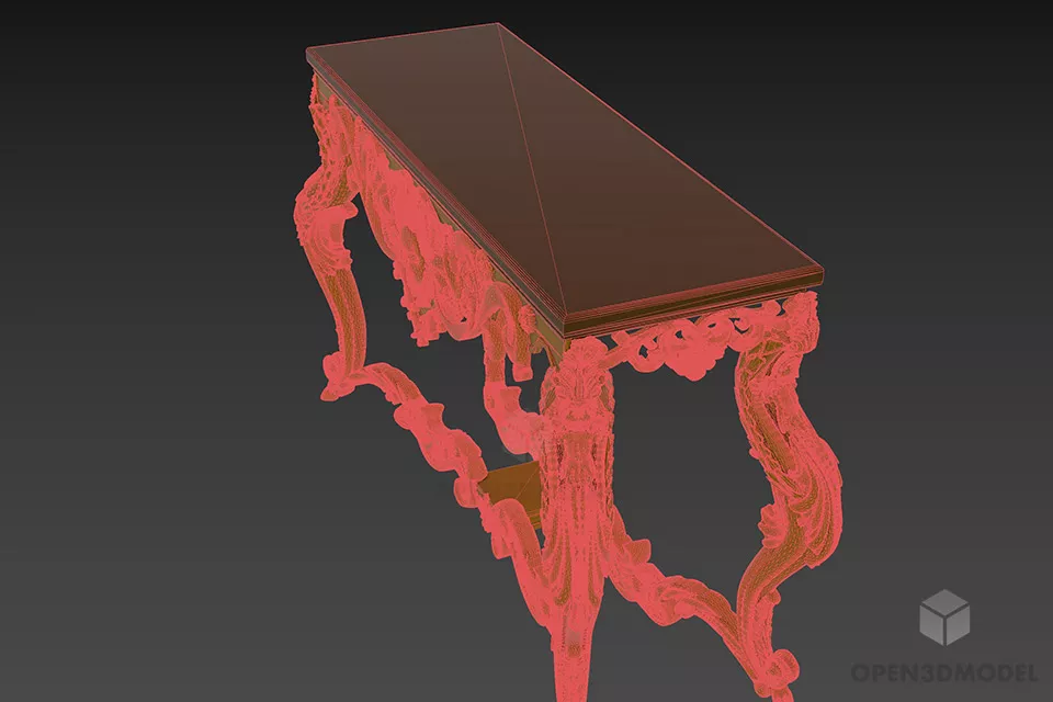 Classic Side Console Table 3d model 2