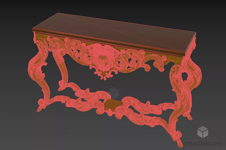 Classic Side Console Table 3d model 3
