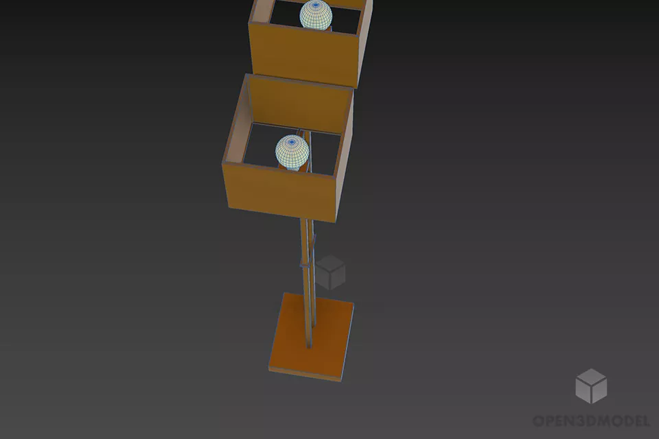Square Torchere Lamp With Steel Holder 3d model 2