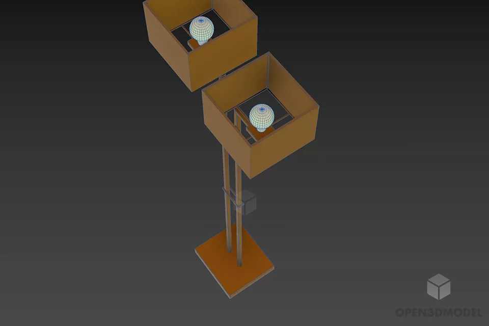 Square Torchere Lamp With Steel Holder 3d model 3