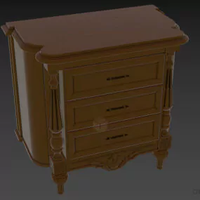 Antique Retro Wood Nightstand Asnag 3d model