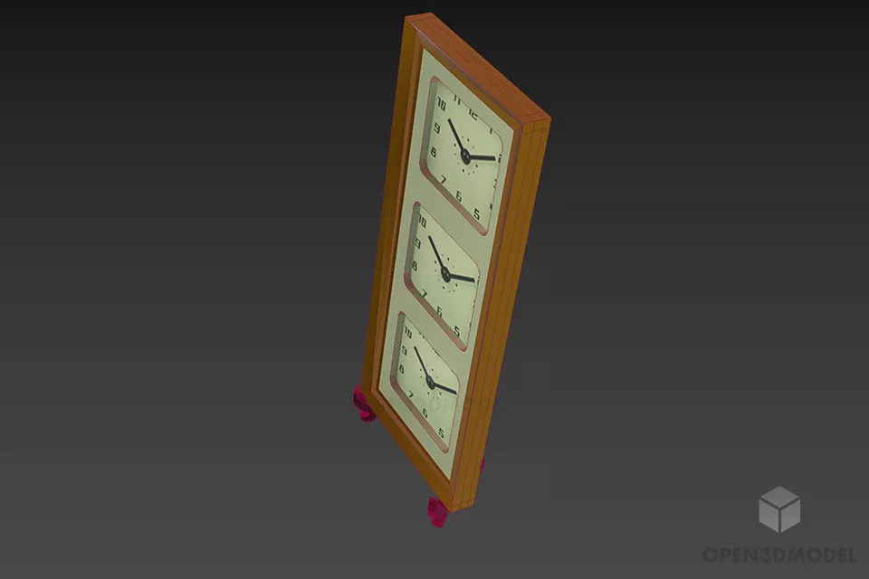Three Clocks Decorative 3d model 2