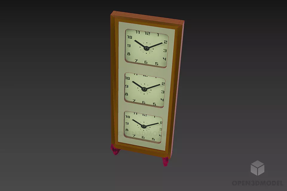Three Clocks Decorative 3d model 3
