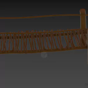 Outdoor Simple Garden Wood Bridge 3d model